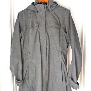 REI La Selva Grey Trench-coat style Rain Jacket, Size Medium